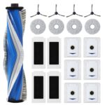 19 Piece Accessory Set for Ecovacs Deebot T30 Omni / T30 Pro Omni Robot Vacuum Cleaner, 1 Rubber Main Brush, 4 HEPA Filters, 6 Dust Bags, 4 Cloths, 4 Side Brushes, Easy to Clean and Replace