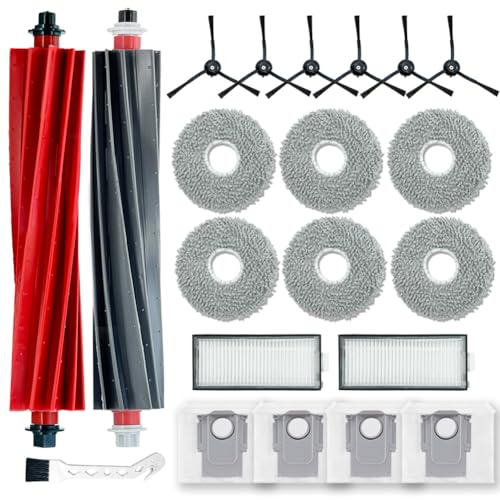 Accessory Replacement Part for Roborock Qrevo Master/Qrevo Slim Robot Vacuum Cleaner, 2 Main Brushes, 4 Side Brushes, 6 Wipes, 2 Filters, 4 Dust Bags