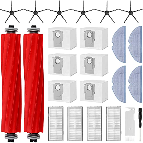 oGoDeal Accessory Set for Roborock S7 Pro Ultra/S7 MaxV Ultra, 6 x Dust Bags 2 x Main Roller Brush 6 x Side Brushes 4 x Filters 4 x Mop Wipes 1 x Brush, Robot Vacuum Cleaner Replacement Parts