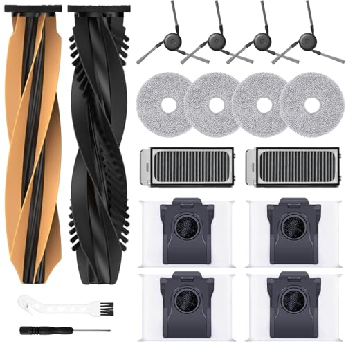 Accessory Set for Dreame X50 Ultra Complete / L50 Pro Ultra, 4 x Dust Bags, 4 x Mop Mop Pads, 2 x Main Brushes, 4 x Side Brushes, 2 x Filters, Robot Vacuum Cleaner Replacement Parts Accessories