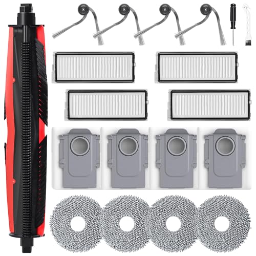Pack of 19 Accessories for Roborock QV 35A / QV 35S Robot Vacuum Cleaner, Replacement Part with 4 Dust Bags, 4 Side Brushes, 4 Filters, 4 Wipes, 1 Main Brush, 1 Cleaning Brush, 1 Screwdriver