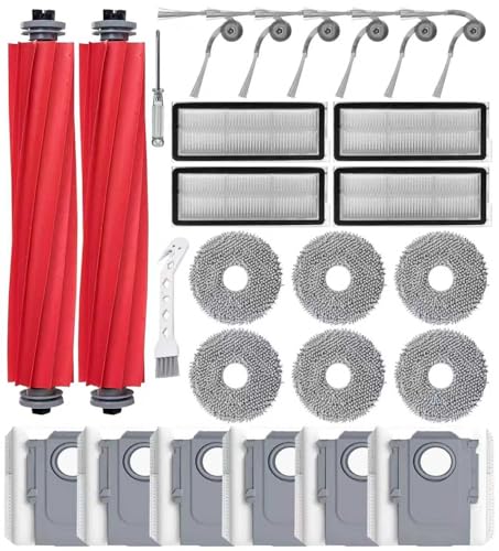 Accessories for Roborock QV 35A/QV 35S, 2 Main Brushes, 6 Dust Bags, 4 Filter, 6 Mops, 6 Side Brushes