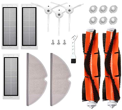 MTKD® Set of 17 Replacement Parts for Roborock S50 S51 S55 S5 S6 – Accessories for Xiaomi MI Mijia Robot Vacuum Cleaner – Main Brush, Side Brush, HEPA Filter and Mopa