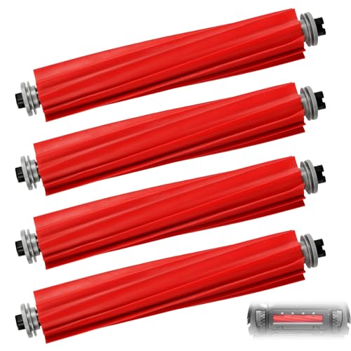 Pack of 4 Main Brush for Roborock S7 / S7+ / S7 MaxV / S7 Max Ultra / S7 MaxV Plus / S7 MaxV Ultra / S7 Pro Ultra / Q7 / Q7+ / Q7 Max / Q7 Max+ / Qrevo Series Vacuum Cleaner, Replacement Parts Roller