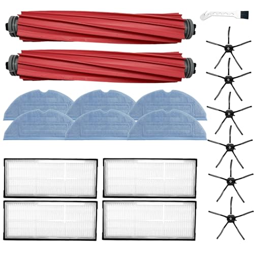 Accessory Replacement Part for Roborock S7 S7 Plus S7 MaxV S7 MaxV Ultra S7 Pro Ultra Robot Vacuum Cleaner, 2 Main Brushes, 6 Side Brushes, 6 Wipes, 4 Filters