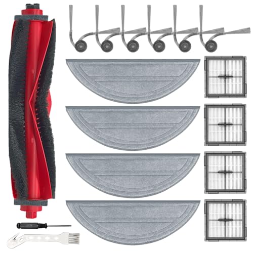 Ytaland Replacement Parts Accessories for Roborock Q10 S5/Q10 S5+/Q10 X5/Q10 X5+ Robot Vacuum Cleaner (1 Main Brush, 6 Side Brushes, 4 HEPA Filters, 4 Mop Pads)