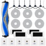 Accessory Set for Ecovacs Deebot T30 Omni / T30 Pro Omni Robot Vacuum Cleaner, 1 Main Brush, 4 HEPA Filters, 6 Wipes, 6 Dust Bags, 6 Side Brushes, 1 Cleaning Brush