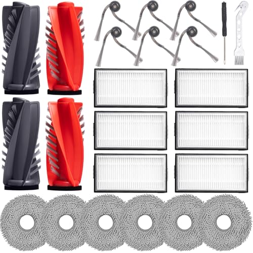 Replacement Parts for Roborock Saros 10R Robot Vacuum Cleaner, Accessory Set with 2 Double Main Brushes, 6 Filters, 6 Side Brushes, 6 Mop Pads, 1 Cleaning Brush and 1 Screwdriver