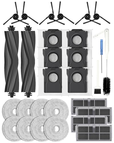 Yivy Pack of 29 accessories for Dreame X40 Ultra/L40 Ultra/X40 Master robot vacuum cleaner replacement part, 2 main brushes, 4 HEPA filter activated carbon filters, 6 side brushes, 6 dust bags, 8