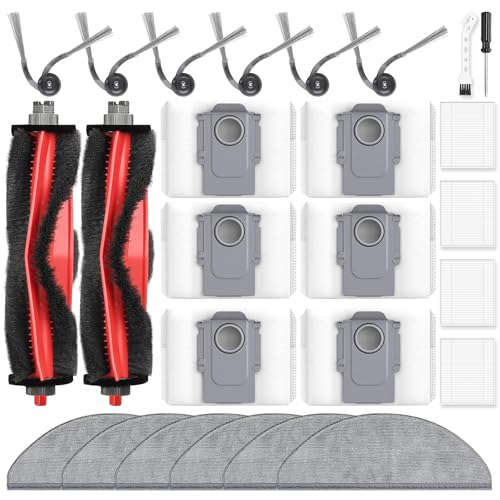 Pack of 26 accessories for Roborock Q7 L5+ / Q7 M5+ vacuum cleaner, replacement part with 2 main brushes, 6 dust bags, 6 wipes, 6 side brushes, 4 filters, 1 cleaning brush, 1 screwdriver