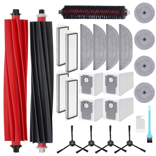 Accessories for Roborock S8 MaxV Ultra /S8 Max Ultra Replacement Parts Include 2 Main Brushes, 4 Dust Bags, 4 Wipes, 4 Side Wipers, 4 Filters, 4 Side Brushes, 1 Cleaning Brush