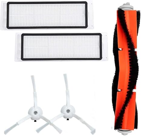INF Replacement Parts Accessories for Xiaomi Mi Roborock 1/2 Mijia Robot Vacuum Cleaner 5 Pieces, 1 x Main Brush, 2 x HEPA Filter, 2 x Corner Brushes