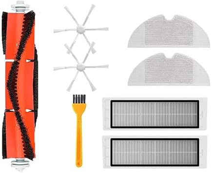 INF 8 Piece Accessory Set for Xiaomi Mi Robot Vacuum Mop 2 STYTJ03ZHM, 1 x Main Brush, 2 x Side Brush, 2 x Filters, 1 x Cleaning Brush, 2 x Mop