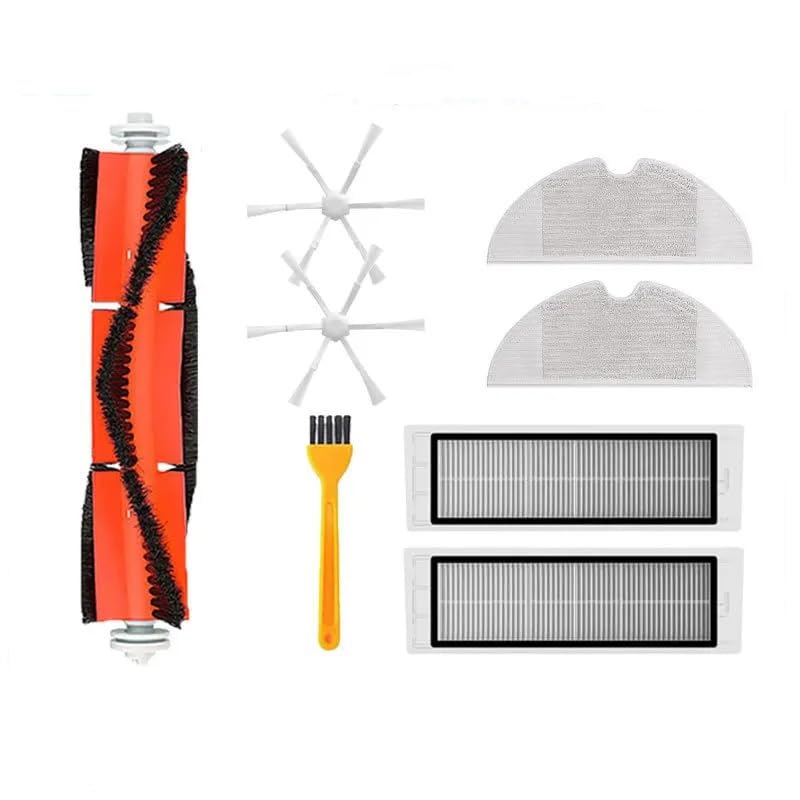 INF 8 Piece Accessory Set for Xiaomi Mi Robot Vacuum Mop 2 STYTJ03ZHM, 1 x Main Brush, 2 x Side Brush, 2 x Filters, 1 x Cleaning Brush, 2 x Mop