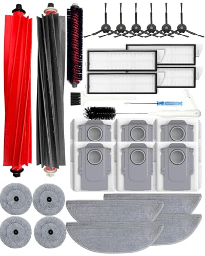 30 pieces accessories for Roborock S8 MaxV Ultra/S8 Max Ultra vacuum cleaner, 2 main brushes, 4 HEPA filters, 4 mops, 4 side mops, 6 dust bags, 6 side brushes, 1 self-cleaning brush, 1