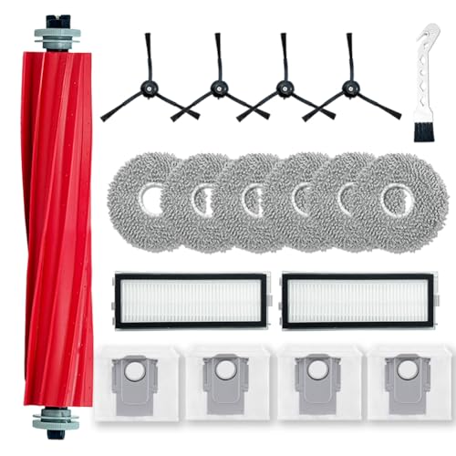 Accessory Replacement Part for Roborock Qrevo S/Qrevo MaxV/Qrevo Pro Robot Vacuum Cleaner, 1 Main Brush, 4 Side Brushes, 6 Wipes, 2 Filters, 4 Dust Bags