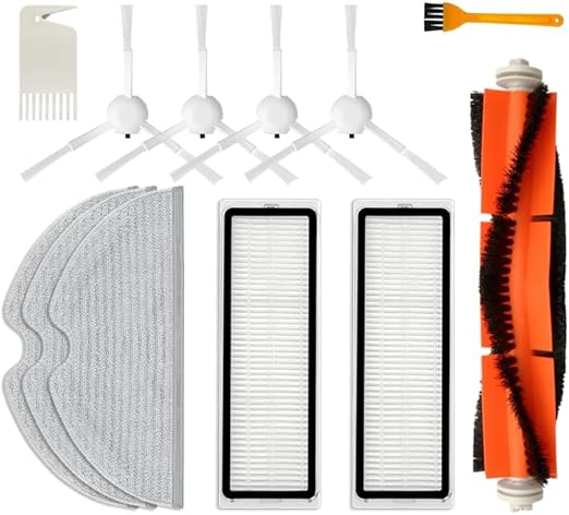 Accessory for Xiaomi Robot Vacuum Cleaner, Replacement Set for Xiaomi Mijia 1C/ 2C/ Dream F9/ Mop 2 Pro Plus/ STYTJ01ZHM/STYTJ02ZHM/SKV4093GL/SKV4063GL Brush Wipes Filter Replacement Parts Set (12