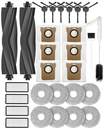 Yivy Replacement Parts for Dreame L20 Ultra/L20 Ultra Complete, S20 Ultra/S20 Ultra Complete Vacuum Cleaner Accessory Kit: 2 Main Brushes, 6 Side Brushes, 4 HEPA Filters, 6 Dust Bags, 8 Wipes