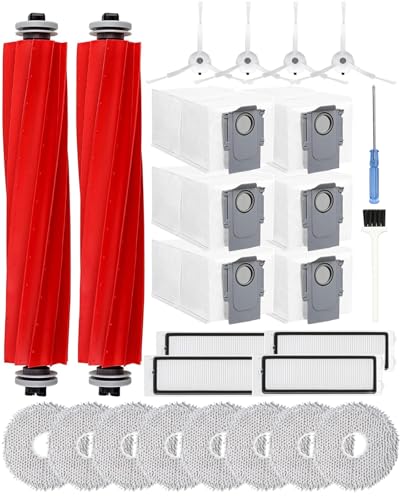 Yivy Accessories for Roborock Q Revo/P10 Vacuum Cleaner, P10 Accessory Kit Robot Vacuum Cleaner Replacement Parts with 2 x Main Brushes, 6 x Dust Bags, 8 x Mop Wipes, 4 x Filters, 4 x Side Brushes, 1