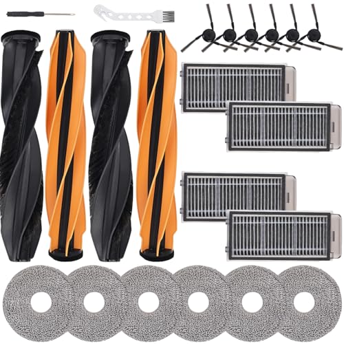 Replacement Accessory Set for Dreame X50 Ultra/L50 Pro Ultra/X50 Ultra Complete Robot Vacuum Cleaner, Replacement Parts with 2 Double Main Brushes, 6 Mop Pads, 6 Side Brushes, 1 Cleaning Brush and 1