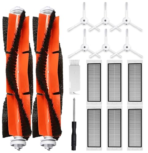Replacement Accessories for Xiaomi Roborock S5 Max S6 Pure S6 MaxV S6 Max S4 Max S4 S5 S50 S51 S55 S6 S60 S65, 2 Main Brush, 6 HEPA Filters, 6 Side Brush
