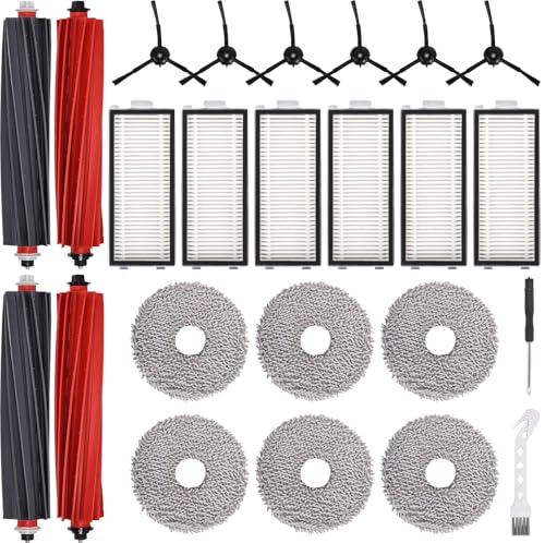 24 Pieces Accessory Set for Roborock Qrevo Master/Qrevo Slim Vacuum Cleaners Qrevo Replacement Parts Includes 2 Double Main Brushes, 6 Mop Pads, 6 Filters, 6 Side Brushes, 1 Screwdriver and 1