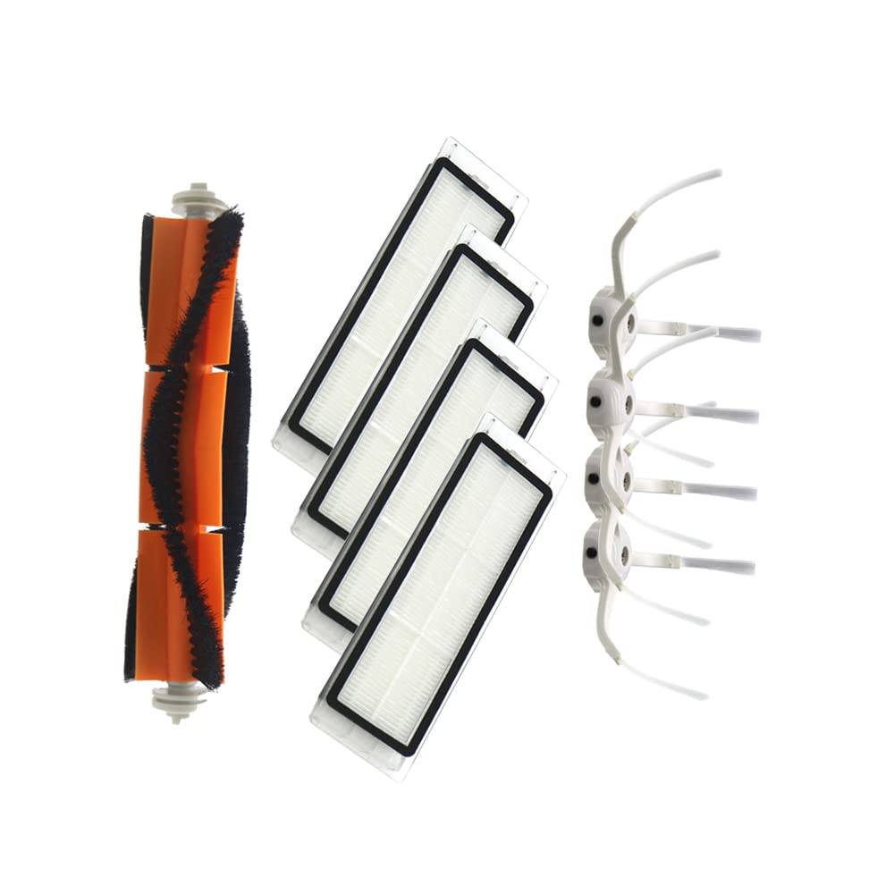 WuYan Replacement kit for Xiaomi Roborock S5 S6 T4 T6 T7 S55 S60, Include 1pcs Main Brush, 4pcs Side Brush, 4pcs HEPA Filter
