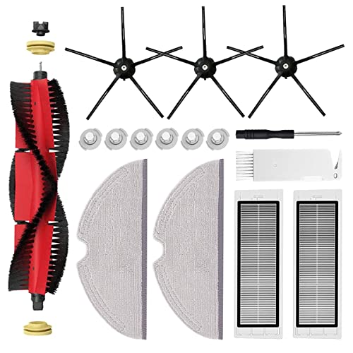 Replacement Parts Accessories Compatible with Roborock S5 Max /S6/Pure/MaxV /S50 /S51 /S55 /S5 /S60 /S65 Vacuum Cleaner, 1 Roller Brush, 3 Side Brushes, 2 HEPA Filters, 2 Wipes, 6 Water Cores