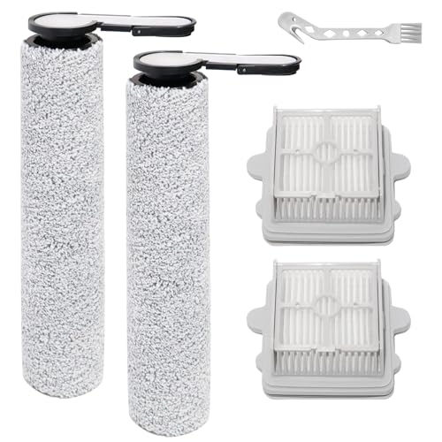 Replacement Roller Brush and Filter Accessories for Roborock F25 RT/F25/F25 ACE/F25 LT/F25 ALT/F25 GT/F25 XT/F25 ACE Combo/F25 Combo Wet and Dry Vacuum Cleaner Replacement Parts, 2 Brush Rollers + 2