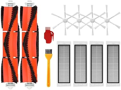 INF Replacement Parts Accessories for Xiaomi Mi Robot Vacuum Mop 2 STYTJ03ZHM 12pcs 2 x Head Brush 4 x Side Brush 4 x HEPA Filter 2 x Cleaning Brush