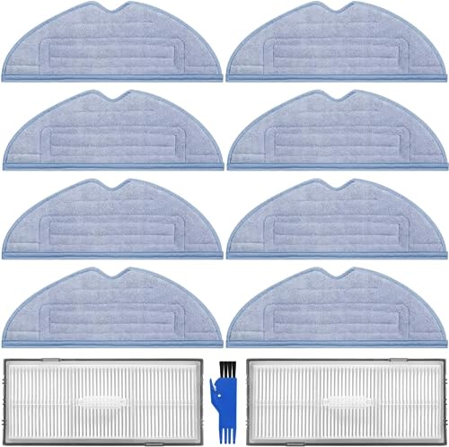 INF Replacement Parts Accessories for Xiaomi Roborock S8/S7/S8+/S7 Series Robot Vacuum Cleaner, 8 x Mop Pads, 2 x HEPA Filters, 1 x Cleaning Brush