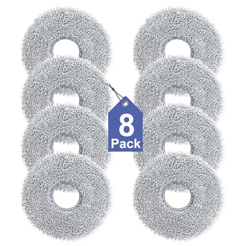 Pack of 8 Wipes for Dreame L10s/L10/L20/X40/L40/X50/L50 Pro Ultra, for Xiaomi X20 Pro/Max, for Ecovacs Deebot T30 Pro OMNI, T30 OMNI Robot Vacuum Cleaner, Reusable and Washable Replacement Cloth