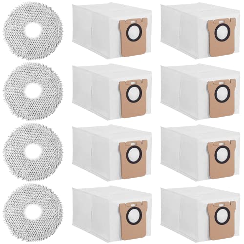 oGoDeal Dust Bag Mop Wipes for Dreame X40 Ultra/L20 Ultra/L10s Ultra/L10s Pro Ultra, 8 Dust Bags 4 Wet Mop Pads, 2.5 L Large Capacity Replacement Bags, Vacuum Cleaner Bags, Wipes