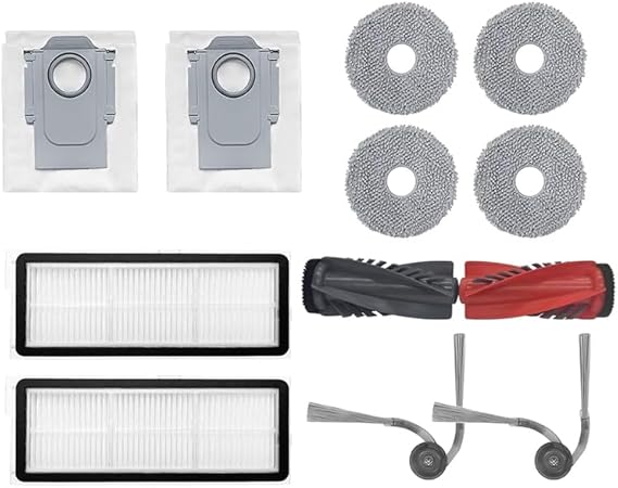 12pcs Main Brush/Side Brush/Filter/dust Bag/mop Cloth Compatible with Roborock P20 PRO/Qrevo Curv/Qrevo 5AE/Qrevo Edge/Qrevo Edge 5V1 Robot Vacuum Cleaner Accessories
