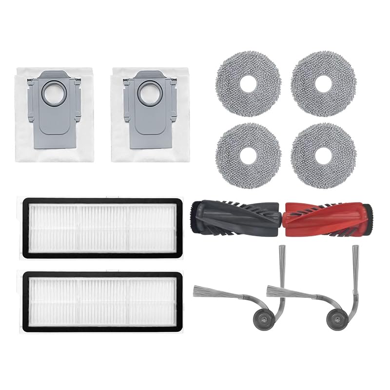 12pcs Main Brush/Side Brush/Filter/dust Bag/mop Cloth Compatible with Roborock P20 PRO/Qrevo Curv/Qrevo 5AE/Qrevo Edge/Qrevo Edge 5V1 Robot Vacuum Cleaner Accessories