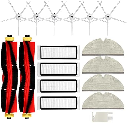 Vacuum Cleaner Robot Replacement Parts Accessory Set Compatible with [Xiaomi MI Roborock] S50, S51, S55, S6, S6 Max V Including 2 x Main Brush + 4 x HEPA Filter + 6 x Side Brush + 4 x Mop