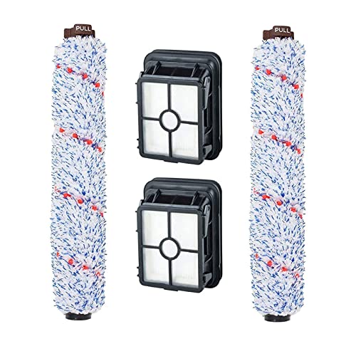 2 Pack Multi-Surface Brush Roll+2 Pack Vacuum Filters Replacement Parts, Suitable for Bissell Vacuum Cleaner Parts 1866/2305/1926/1785 Series, Floor Brush Filter Accessories with Cleaning Brush (A)