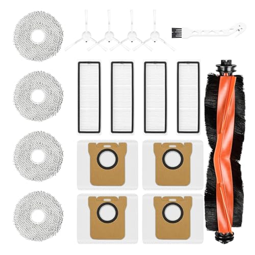 18 Piece Sweeping Robot Accessories Compatible with Xiaomi Robot Vacuum X20+/X20 Plus Robot Vacuum Cleaner – 1 Main Brush, 4 Dust Bags, 4 Side Brushes, 4 Filters, 4 Wipes & 1 Cleaning Brush