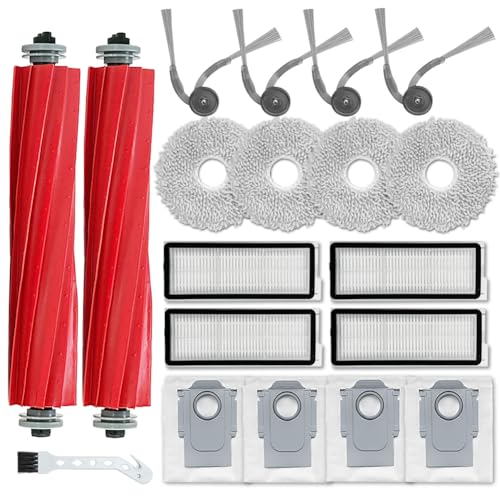 Ytaland Replacement Parts Accessories for Roborock QV 35A / QV 35S / QR 798 / QR 598 Robot Vacuum Cleaner (2 Main Brushes, 4 Side Brushes, 4 HEPA Filters, 4 Dust Bags, 4 Mop Pads)
