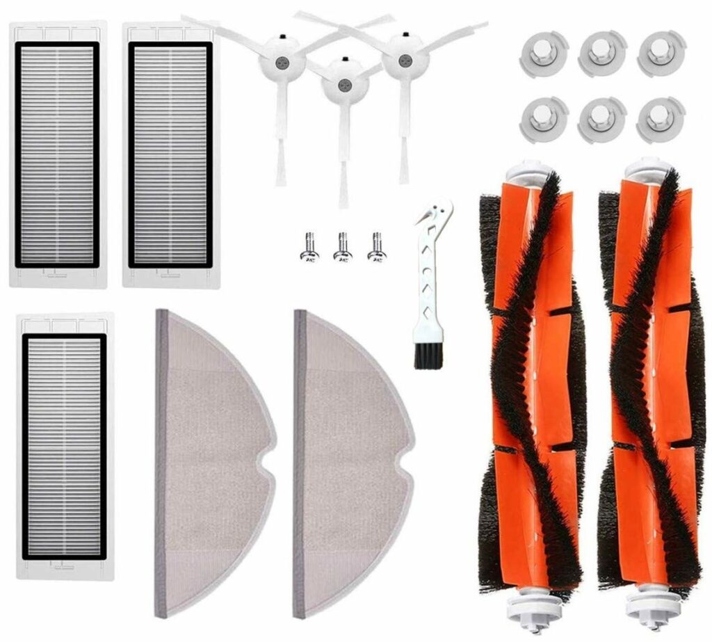 MTKD® Set of 17 Replacement Parts for Roborock S50 S51 S55 S5 S6 – Accessories for Xiaomi MI Mijia Robot Vacuum Cleaner – Main Brush, Side Brush, HEPA Filter and Mopa