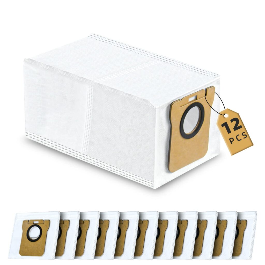 Pack of 12 Vacuum Cleaner Bags Accessories for Dreame L10s Ultra / L10 Ultra / L20 Ultra & Xiaomi X10+ / X20+ Robot Vacuum Cleaner, Large Capacity 2.5L Bag Replacement Parts