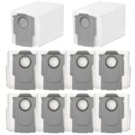 Pack of 10 Vacuum Cleaner Bags Accessories for Roborock S8 MaxV Ultra/S8 Max Ultra/Q Revo/Qrevo Pro/Qrevo S/Qrevo MaxV/Qrevo Curv/Qrevo Edge/Qrevo Slim/Qrevo Master/QV 35A/QV 35S/Saros 10R