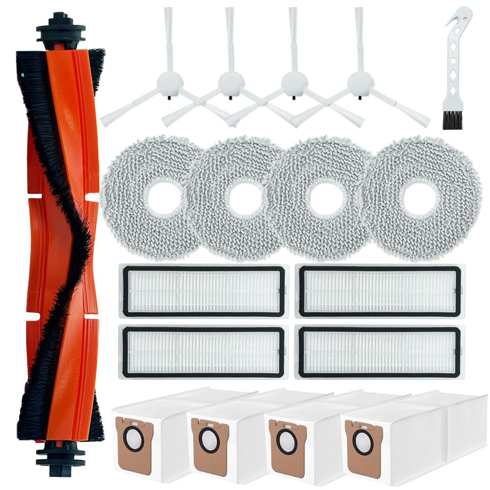 Ytaland Replacement Parts Accessories for Xiaomi Robot Vacuum X20+ Robot Vacuum Cleaner (1 Main Brush, 4 Side Brushes, 4 HEPA Filters, 4 Dust Bags, 4 Mop Pads)