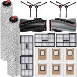 17 Pack Accessories Kits for eufy E25 Omni / E28 Omni Robot Vacuum Cleaner Parts, 1 Main Brush 1 Mop Roller 4 Filter 4 Side Brush 6 Dust Bag 1 Cleaning Brush