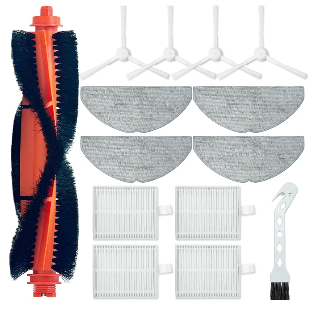 Ytaland Replacement Parts Accessories for Xiaomi S20 Robot Vacuum Cleaner (1 Main Brush, 4 Side Brushes, 4 HEPA Filters, 4 Mop Pads)