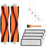 INF Replacement Parts Accessories for Xiaomi Roborocke E4, S5, S50, S51, S55, 11 Pieces, 2 x Roller Brushes, 4 x Side Brushes, 4 x Filters, 1 x Cleaning Brush