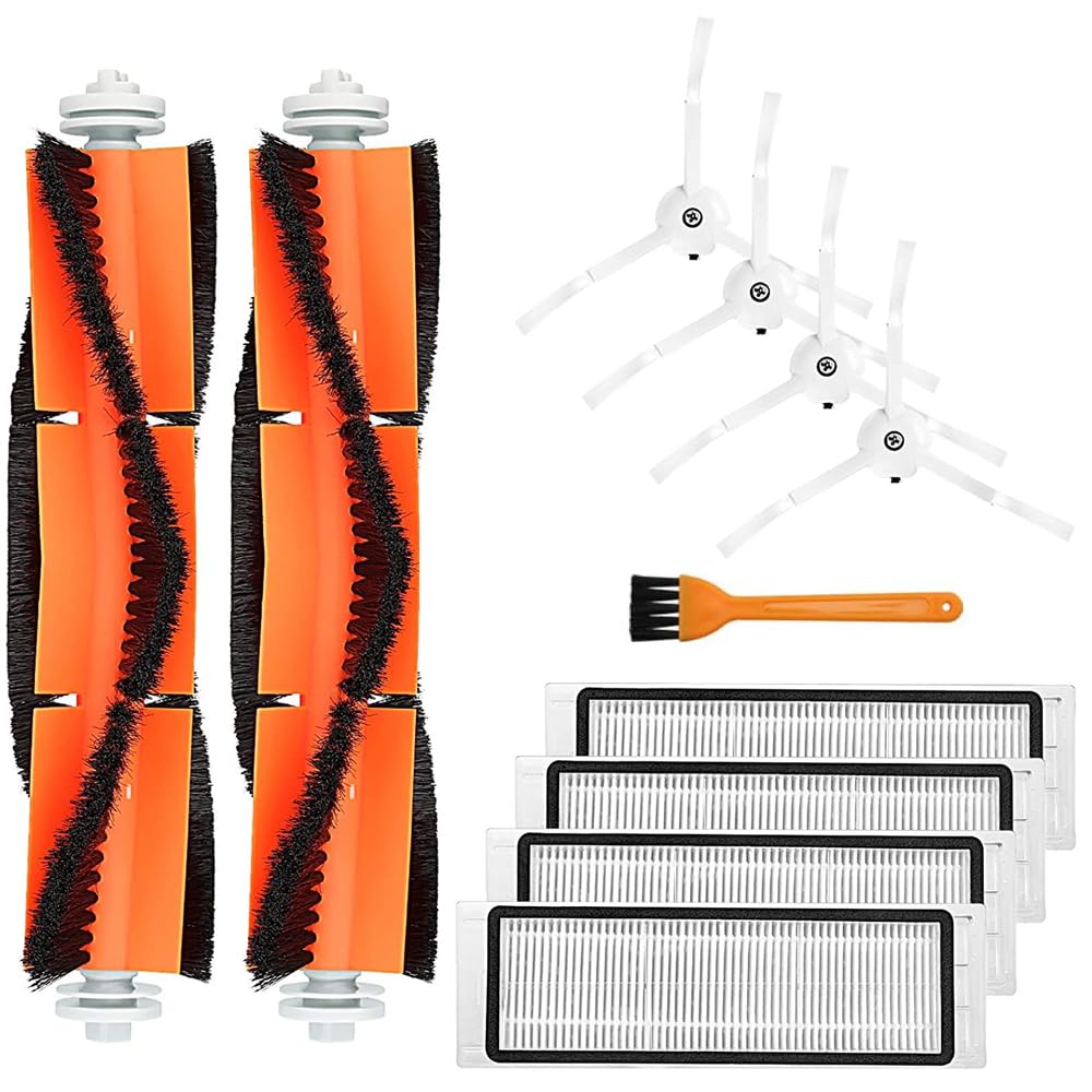 INF Replacement Parts Accessories for Xiaomi Roborocke E4, S5, S50, S51, S55, 11 Pieces, 2 x Roller Brushes, 4 x Side Brushes, 4 x Filters, 1 x Cleaning Brush