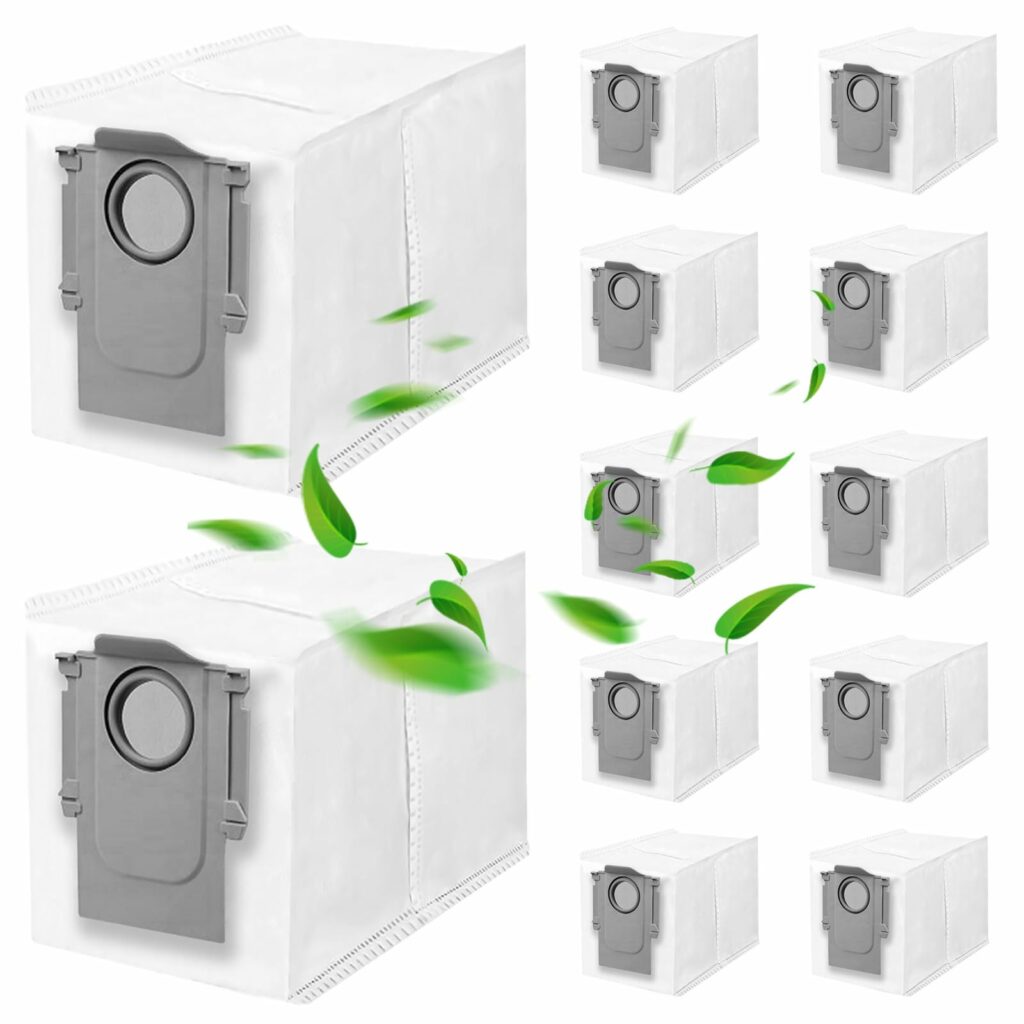 Pack of 12 Vacuum Cleaner Bags for Roborock Qrevo/Roborock Qrevo S/Roborock Qrevo MaxV /S8 MaxV Ultra/S8 Max Ultra Robot, 3L High Capacity Replacement Bags Accessory Set Vacuum Cleaner Bags