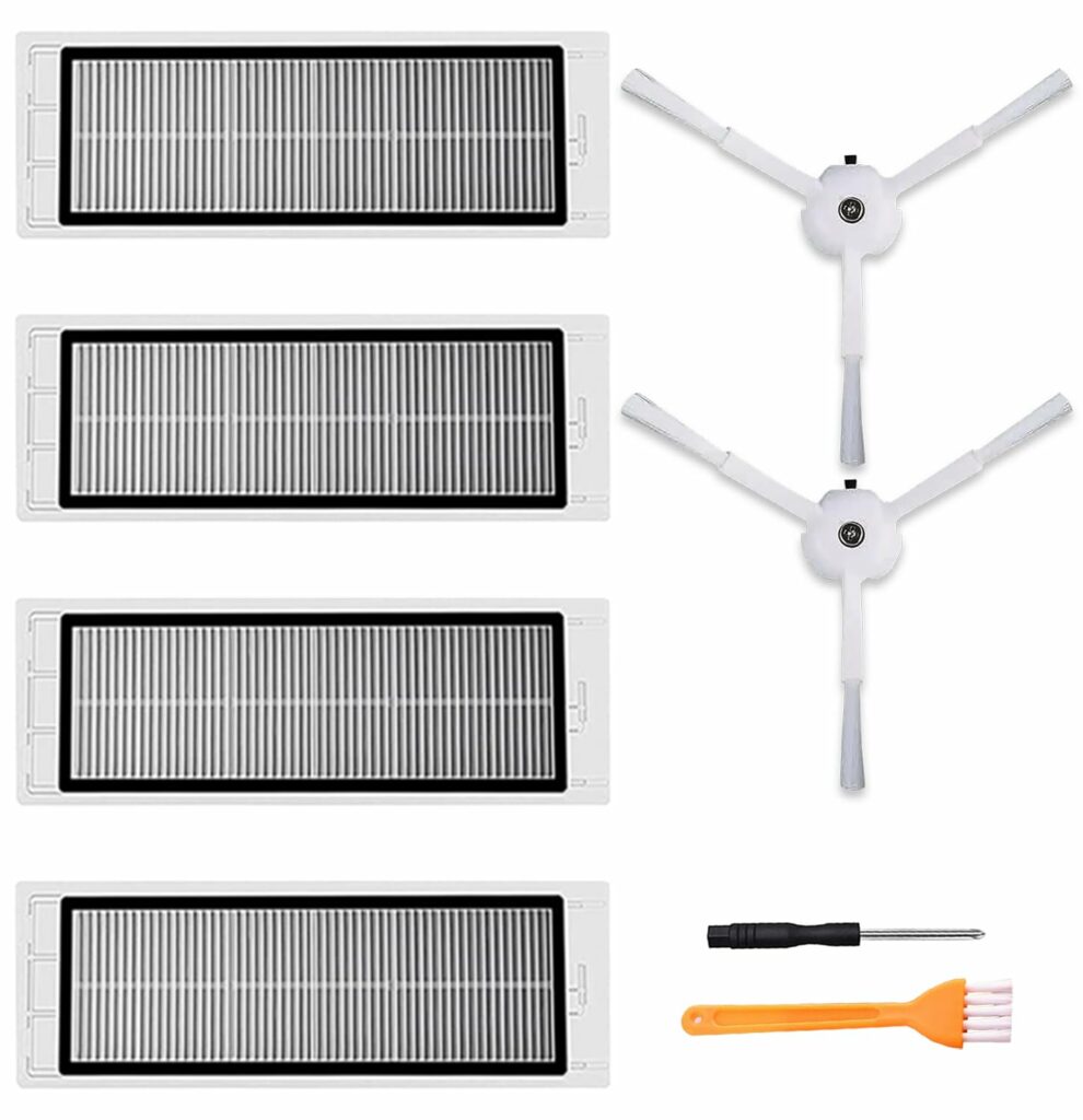 HEPA Filter Accessories Replacement for Xiaomi Roborock S5 Max S6 Pure S6 MaxV S6 Max S4 Max S4 S5 S50 S51 S55 S6 S60 S65,4 HEPA Filter, 2 Side Brush