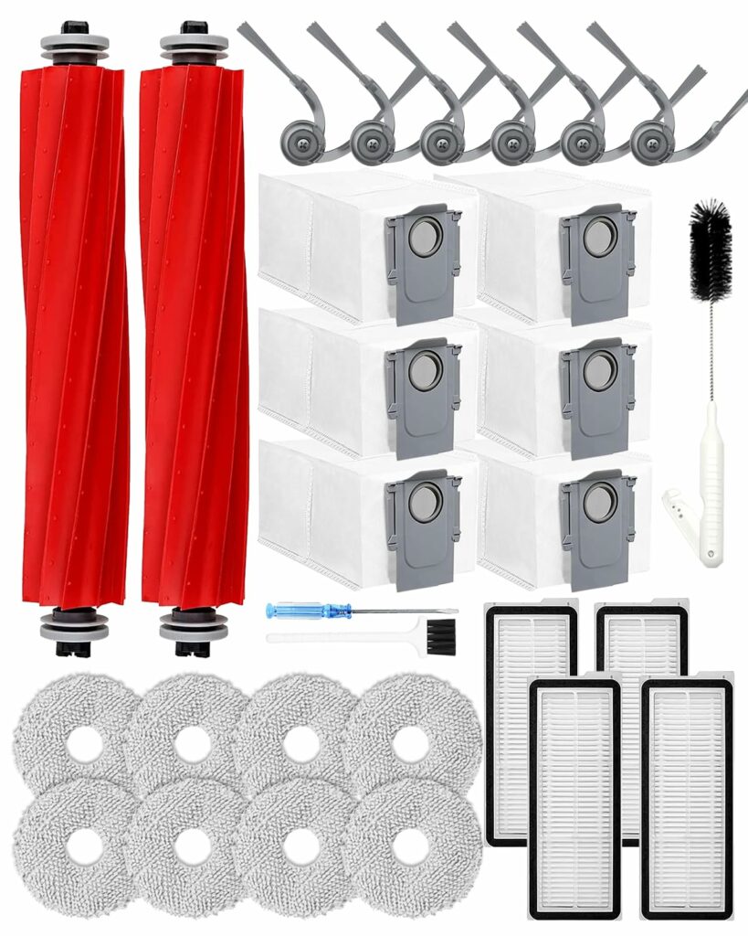 Yivy 29 Pieces Accessories for Roborock QV 35A/QV 35S/QR 598/QR 798 Robot Vacuum Cleaners 2 Main Brushes 6 Dust Bags 4 HEPA Filters 6 Side Brushes 8 Pads